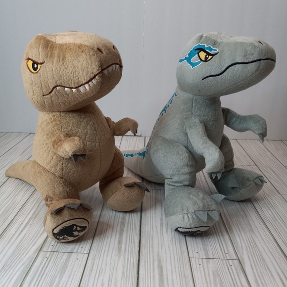 Universal Studios Jurassic World Trex & Velociraptor 12" Dinosaurs Stuffed Plush - Picture 1 of 7